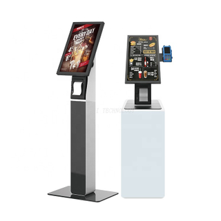 Restaurant Food Touch Screen Information Tablet POS Kiosk Self-Service Order Queue Kiosk With Printer holder