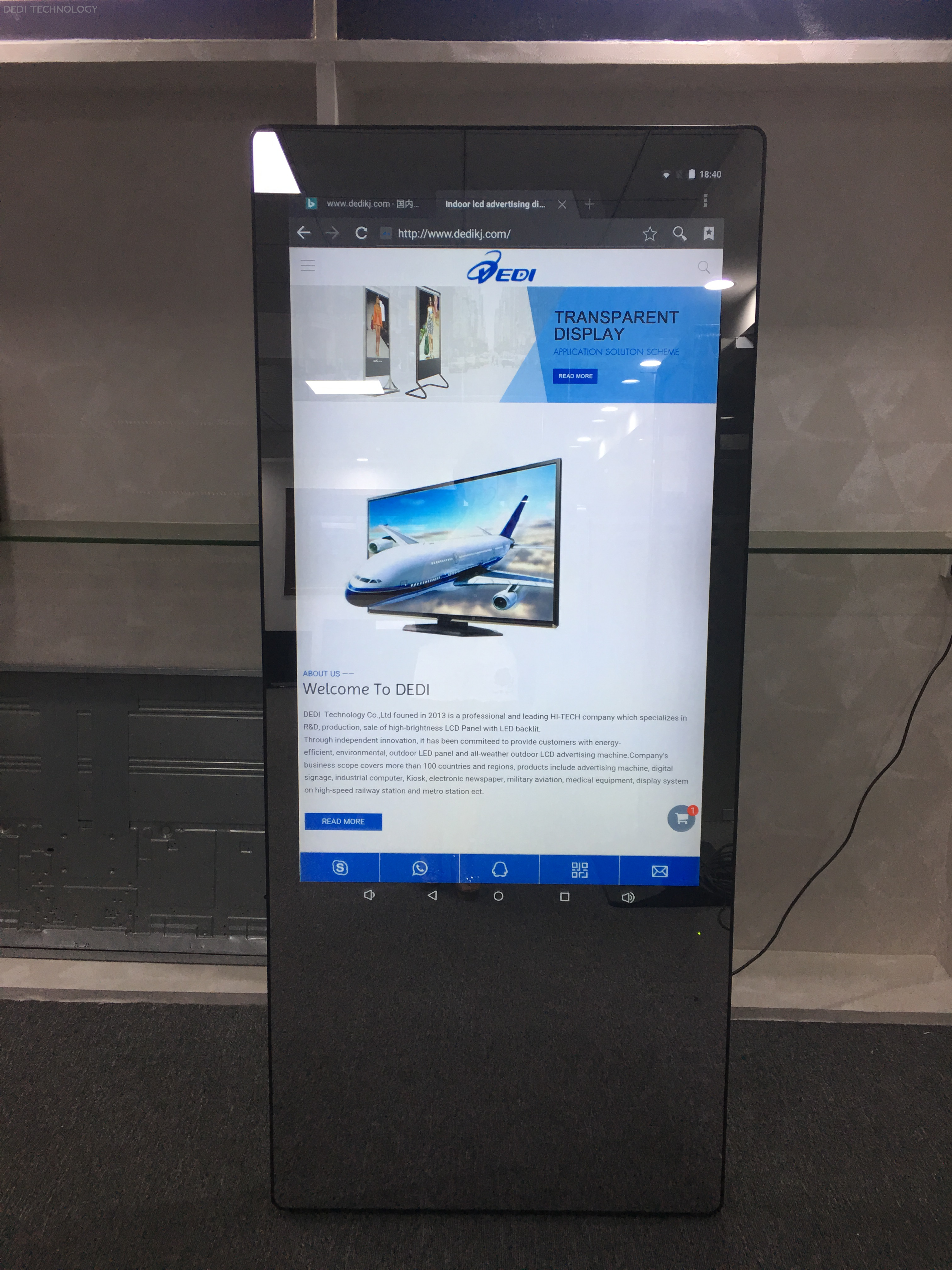 Dedi55inch magic mirror ad display with touch screen